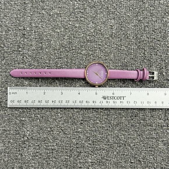 Strada Japanese Movement Purple & Rose Gold Jeweled Watch Faux Leather Band main image 7